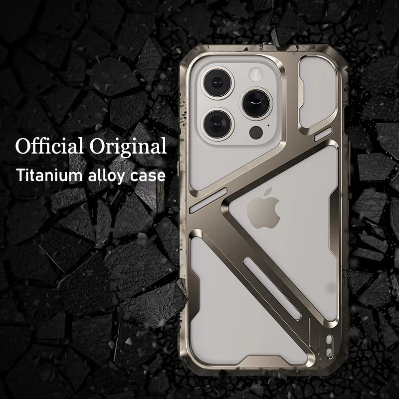 

Raw Titanium alloy Metal case for iphone 14 15 Pro Max Original Machine Color Border Superhard nucleus Bumper Protective cover