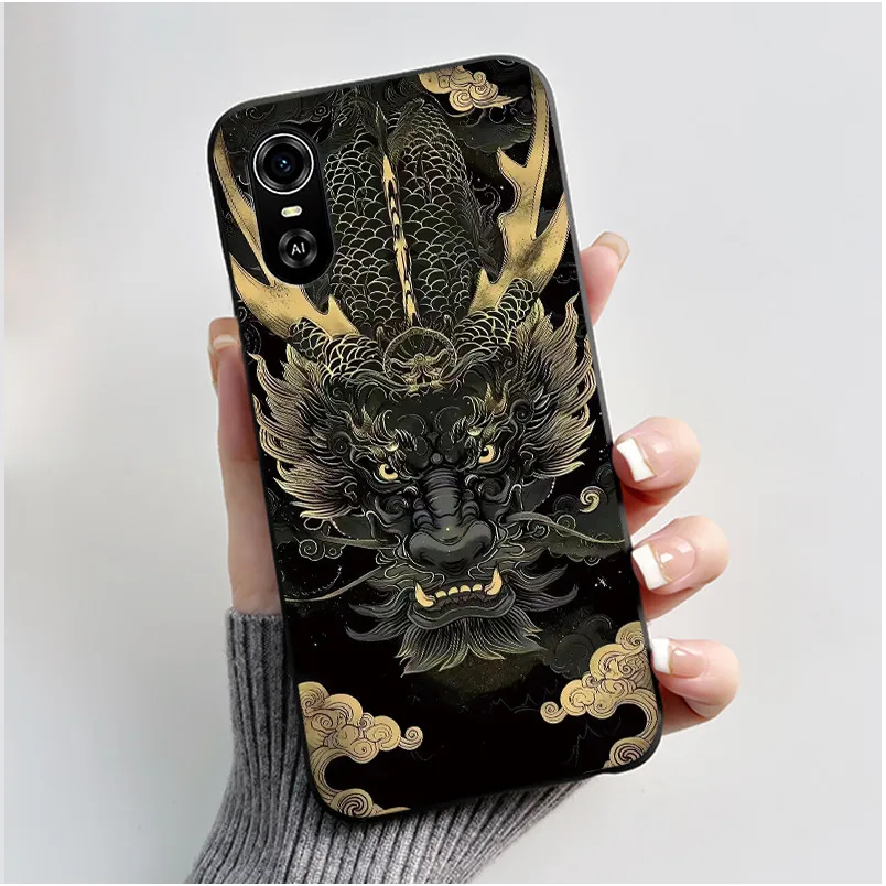 Matte Black Aesthetic Luxury Cute Pattern Soft Silicone Back Cover - Boys & Girls