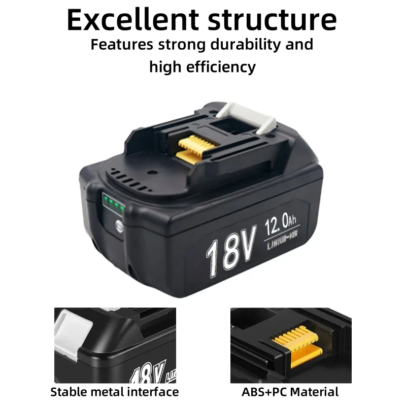 18V 12.0Ah Makita LED lithium ion replacement LXT BL1860B BL1860 BL1850 Makita rechargeable power tool battery rechargeable power tool battery