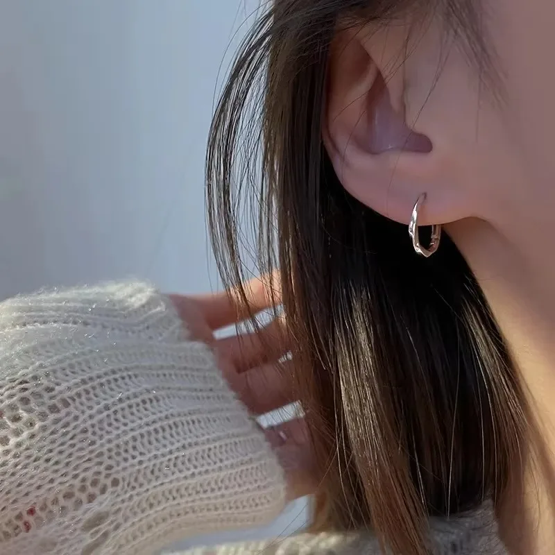 925 Sterling Silver Round Stud Earrings for Women Simple