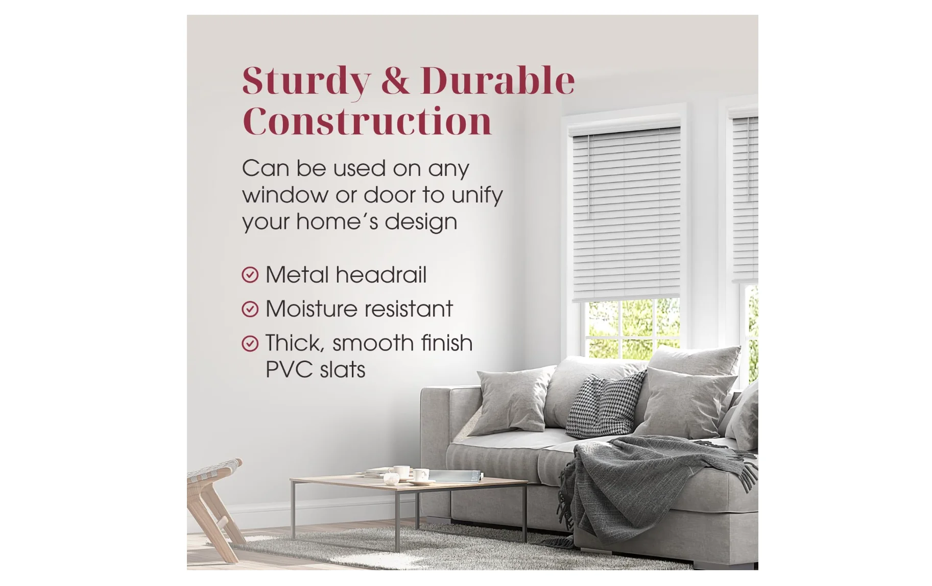 Cordless Faux Wood Blinds with Crown Valance White
