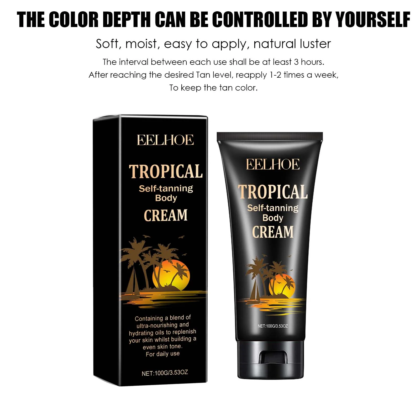 Body Self-Tanning Cream Self Tanner Quick Tanning Accelerator Body Natural Bronzer Dark Wheat Color Moisturizing Fake Tan Cream