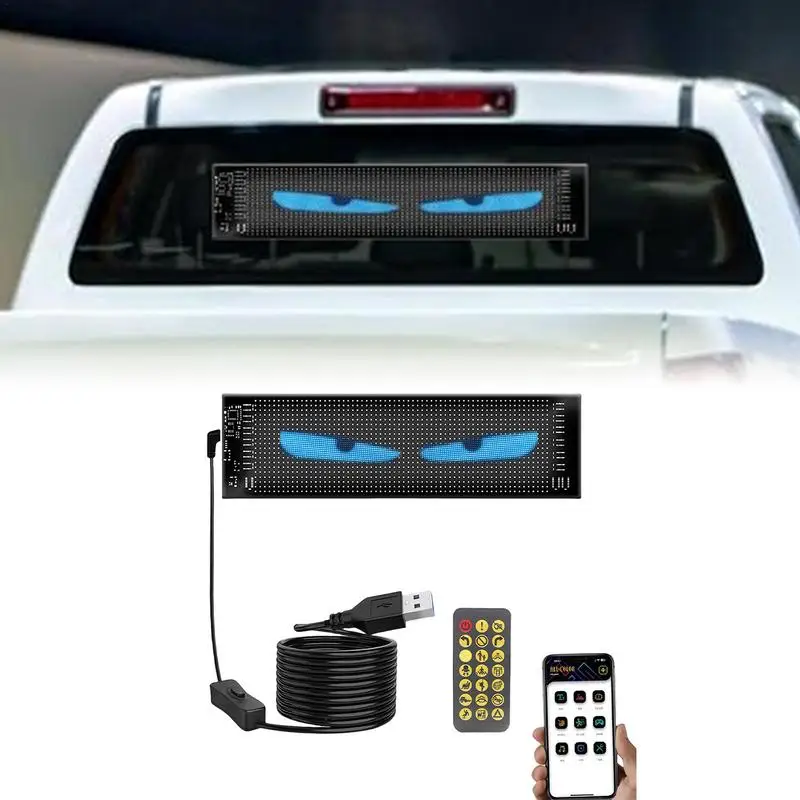 Car Windshield Devil Eyes Light LED Display Waterproof Smart Programmable Car LED Display LED Funny Eye Light Signs for Car Deco