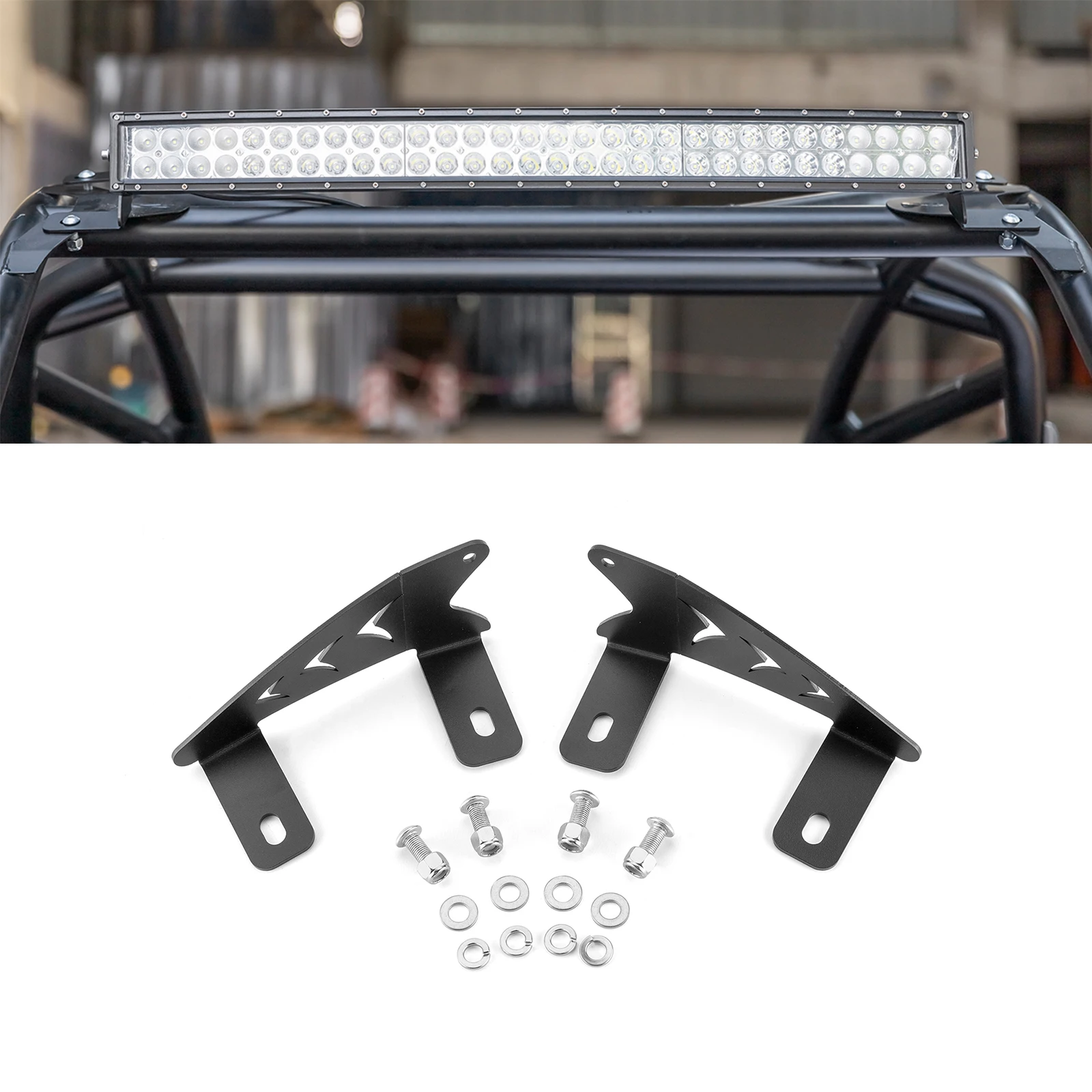 

UTV Over-Windshield Mounting Brackets 32" Curved Roof LED Light Bar Mount Accessories for 2022+ Polaris RZR Pro/Pro R 4