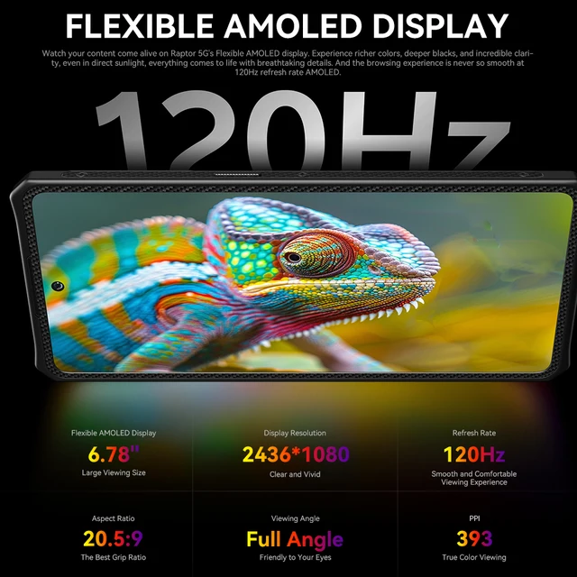 IIIF150 Raptor 5G Smartphone robuste Android 14 téléphone portable 6.78 ''120Hz AMOLED affichage 16GB + 512GB 50MP 65W 10000mAh téléphone 4
