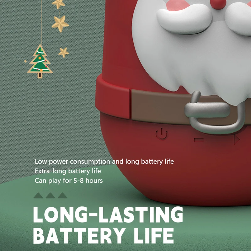 Cute Santa Claus Bluetooth Speaker Wireless TWS Stereo Bluetooth Soundbar IP65 Waterproof MP3 Music Player Support TF Card FM