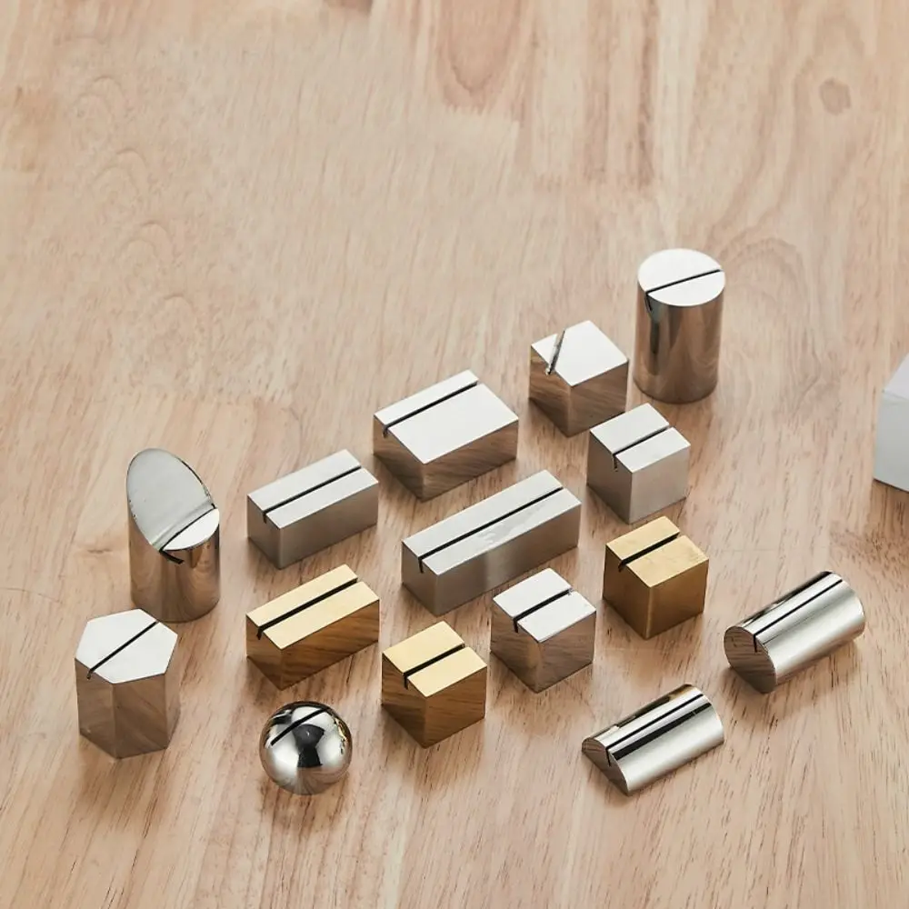 Display Stand Stainless Steel Card Holder Solid Funny Number Sign Holder Creative Label Menu Card