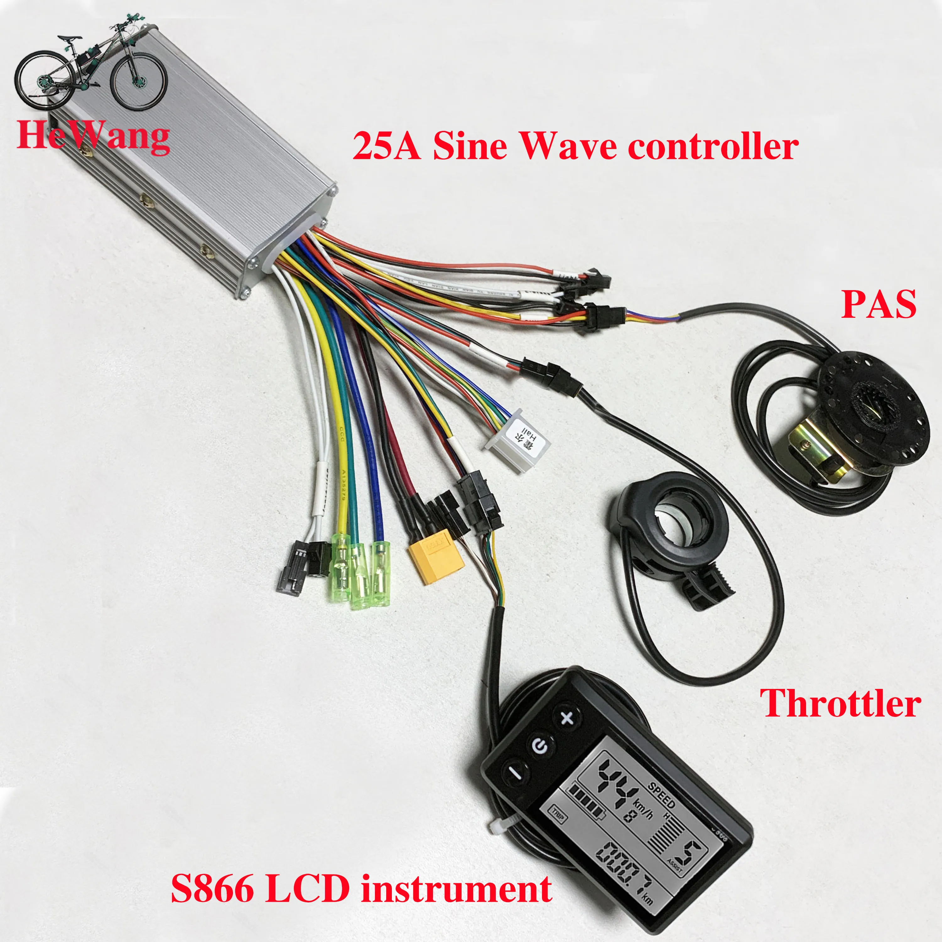 24V 36V 48V 500W 25A Sine Wave Brushless Motor Controller with S866 LCD Display