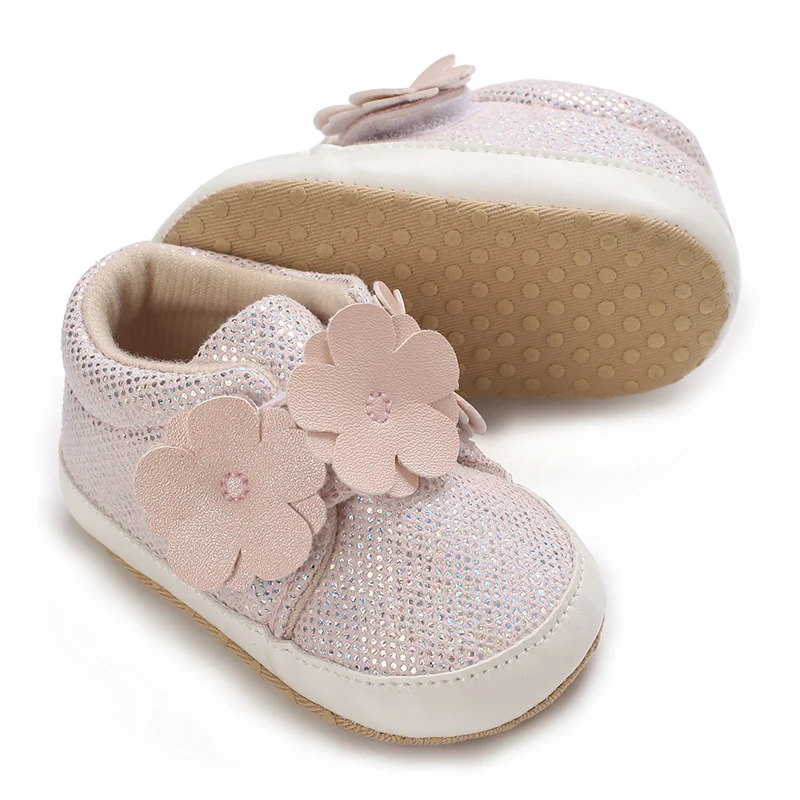 Spring and Autumn 0-18 Month Newborn Baby Shoes Baby Comfortable Soft Sole Walking Shoes Girl Cute Flower Sports Shoes 3