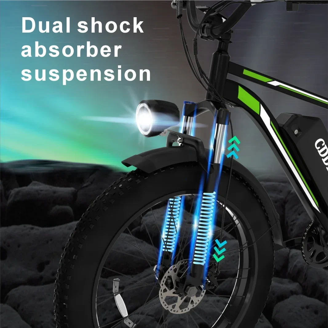Electric Bicycle F26 26-inch Fat Tire Electric Bicycle 48V 1000W Motor 15AH Battery Rear Seat Cargo Truck