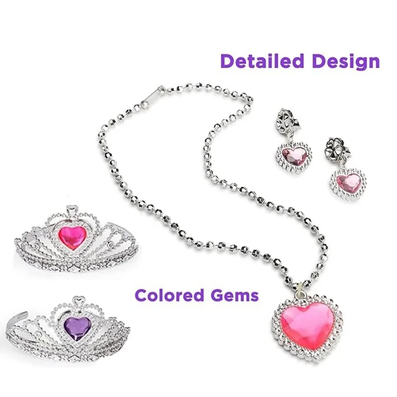 Princess Pretend Toys, Princess Dress Up Shoes Heels Tiaras, Costume Jewelry Set for Girls