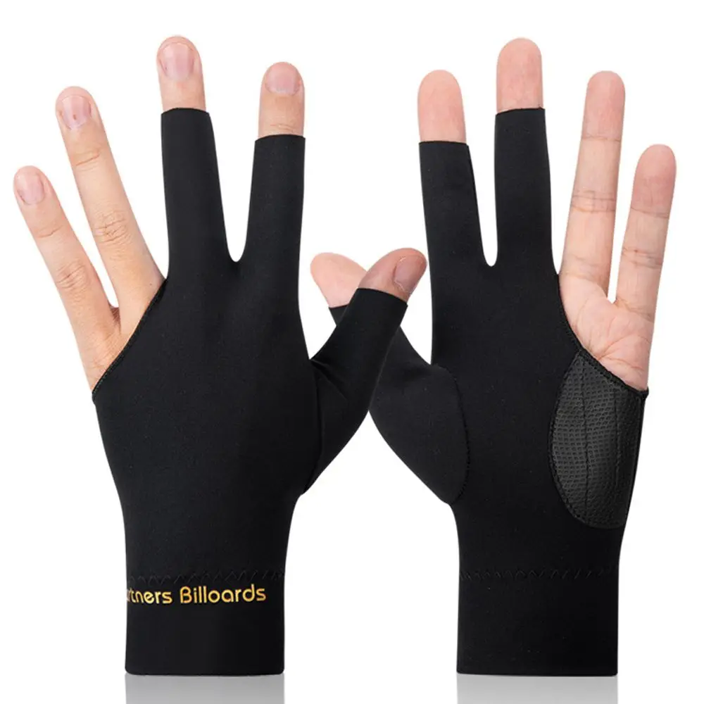 1Pcs Three Fingers Full-Finger Snooker Pool Cue Billiard Glove for Left Hand Lycra Fabrics Embroidery Billiard Accessory New spandex snooker billiard cue glove pool left hand open three finger accessory for unisex women and men 4 colors 1pcs