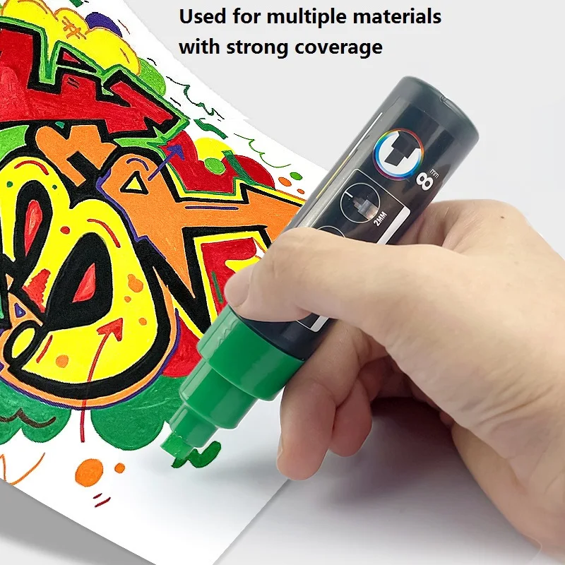Large Capacity Acrylic Marker Pen 8MM/15MM Ultra Wide Line Width 15 Colors POP Pens Color Hand Drawn Advertising Poster Markers 4