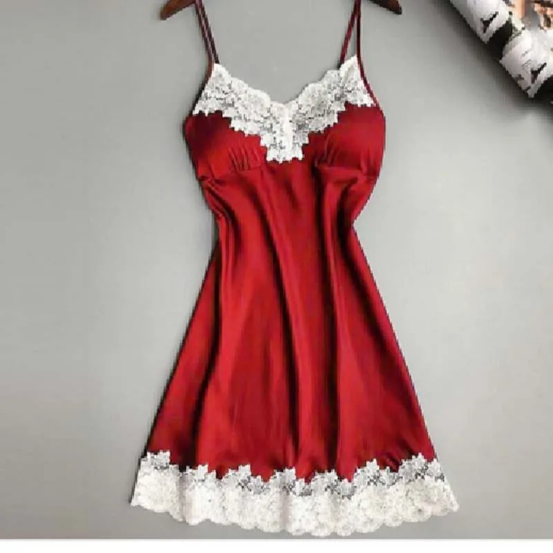 المرأة مثير الدانتيل المرقعة ثوب الليل ، فستان حري...