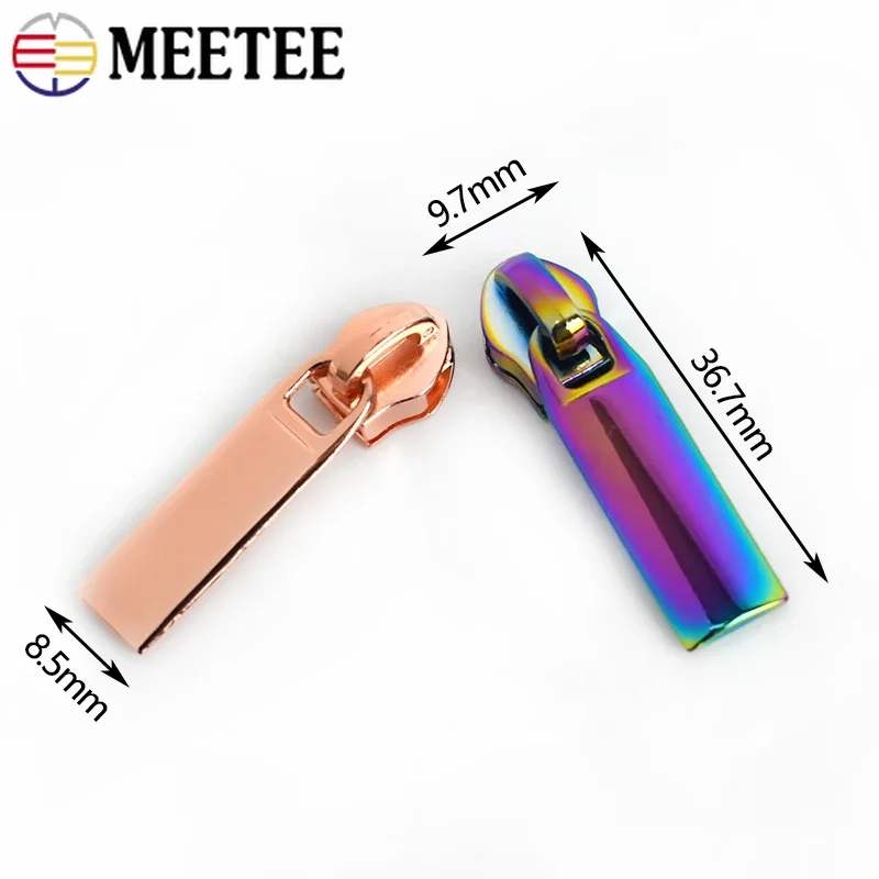 100pcs Meetee Zipper Sliders for 5# Nylon Zippers Down Jacket Pocket Bags Zip Head Puller Repair Kits DIY Sewing Accessories