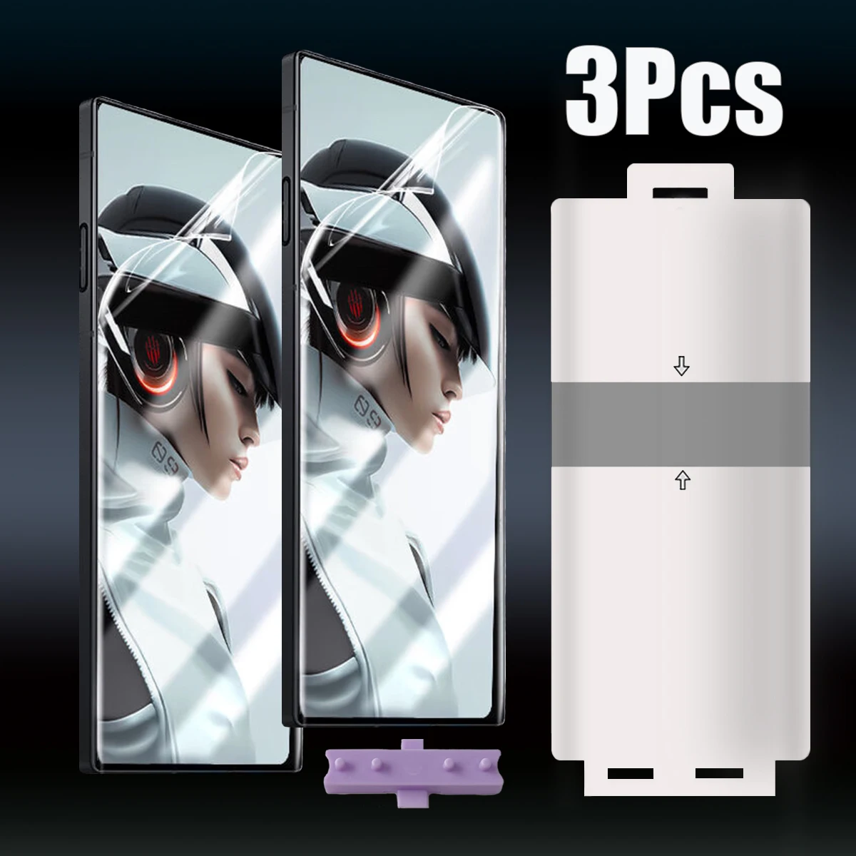 3-Piece Front Hydrogel Screen Protector Set with Installation Tools