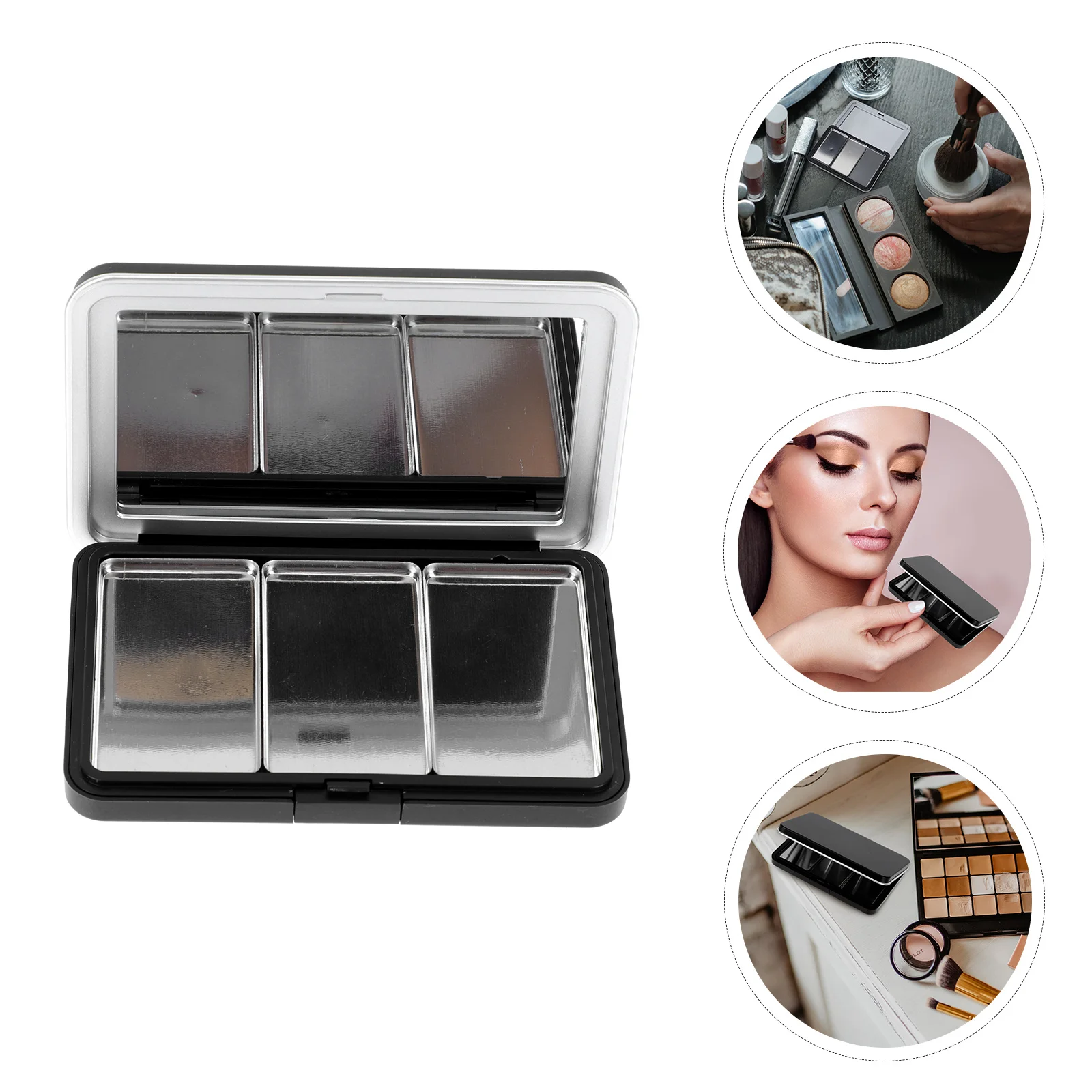 

Blush Storage Box Eyeshadow Container Makeup Supplies Highlighter Travel Plate Refillable Blusher Black Lipstick