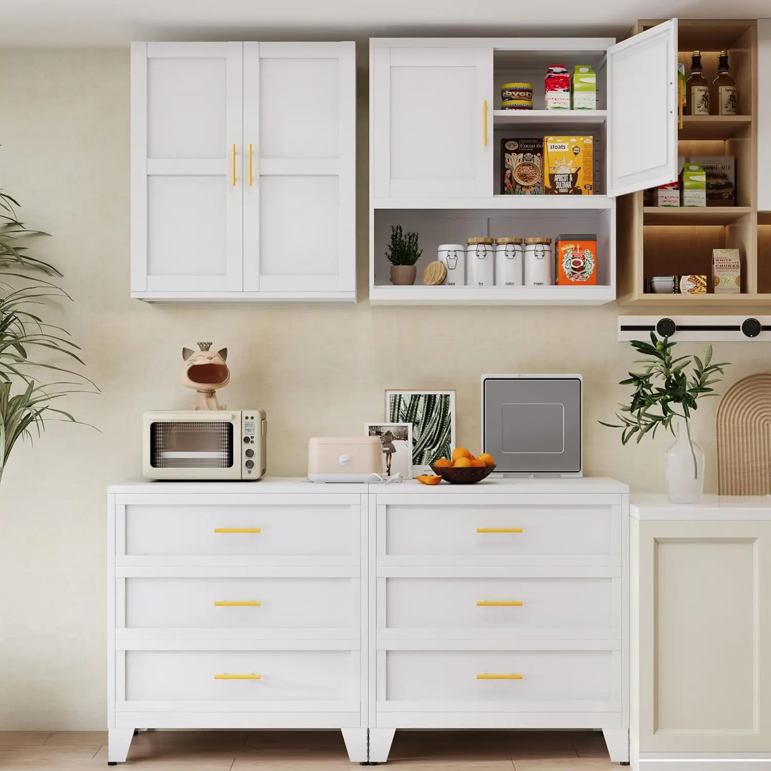 Metal Bathroom Cabinet Wall Mounted，Hanging Cabinet with 2Door and Adjustable Shelves，Over The Toilet Storage Medicine Cabinets