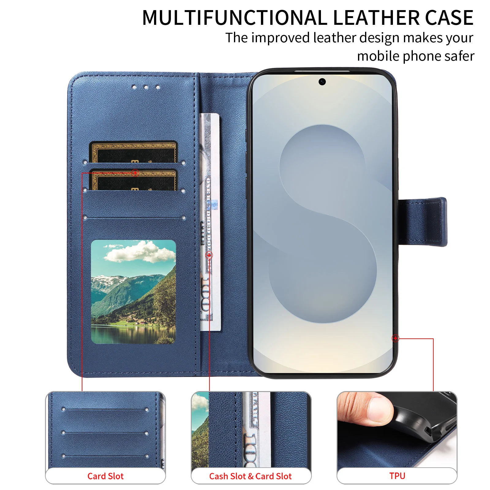 Embossed Faux Leather Flip Wallet Phone Case - Stylish, Portable, Anti-Drop with Card Slot