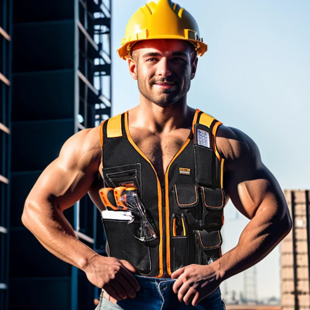 

NEW High Quality Oxford Cloth Tool Vest with Adjustable Straps Waist Bag Tool Vest Work Vest for Carpenters Electricians Men