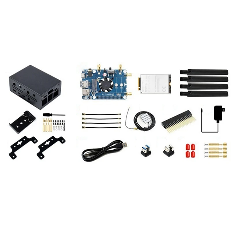 

5G Communication Expansion Board Supports 4G 3G RM520N-GL Plastic Global GNSS Positioning With Metal Case (US) For Raspberry Pi