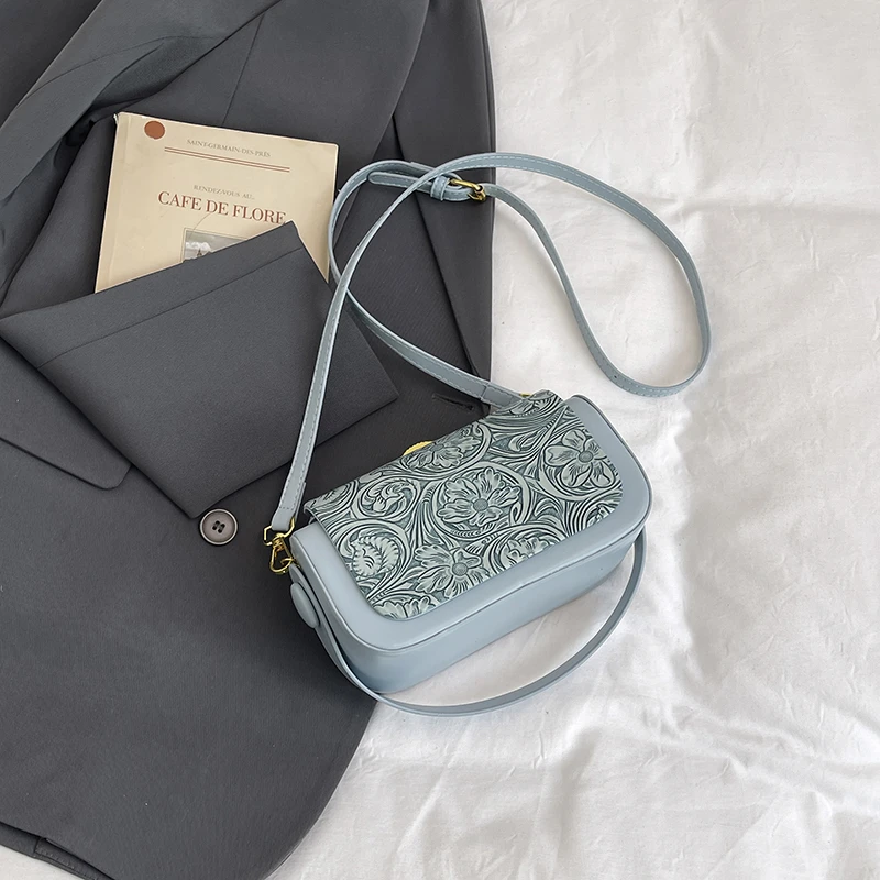 Vintage-Prägung-Umhängetasche für Damen, vielseitige Retro-Umhängetasche, quadratische Taschen, 2025, neue Handtaschen aus Leder mit großer Kapazität – Detail 31