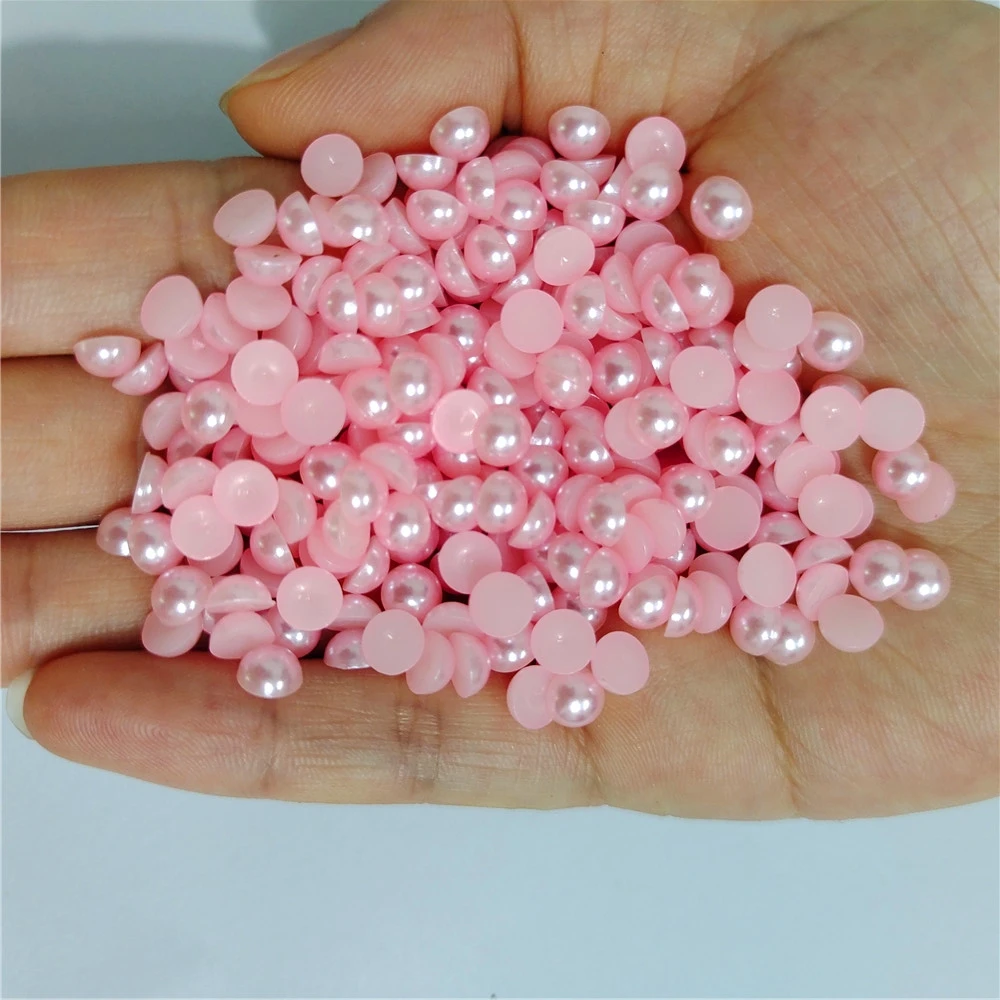 Assorted Sizes Multicolor ABS Half Round Plastic Pearl Flat Back Rhinestones for Nail Art and Jewelry Crafting