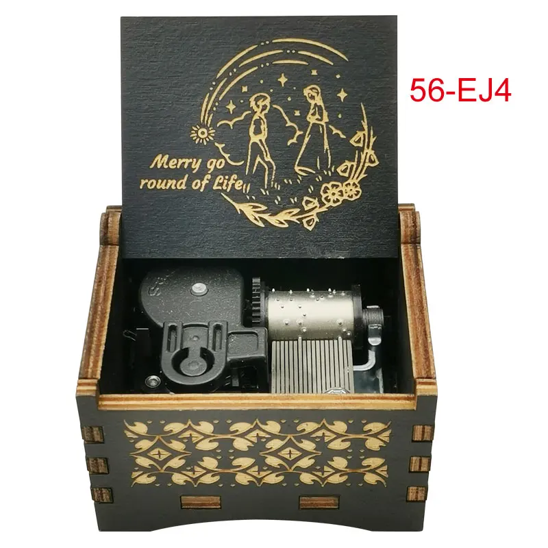 Howl's Wooden Music Box Moving Castle Laser Engraving Clockwork Type /Hand-operated Type Home Decoration Gift