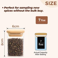 Spice Jar with Bamboo Lid Sample, Glass Spice Jars Sample Sack, 7oz Square Seasoning Jars 2
