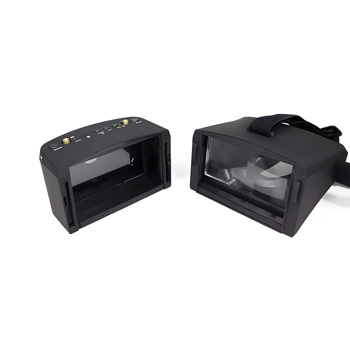 Détail des boutons de contrôle et de la molette de réglage sur les lunettes FPV LS-800D