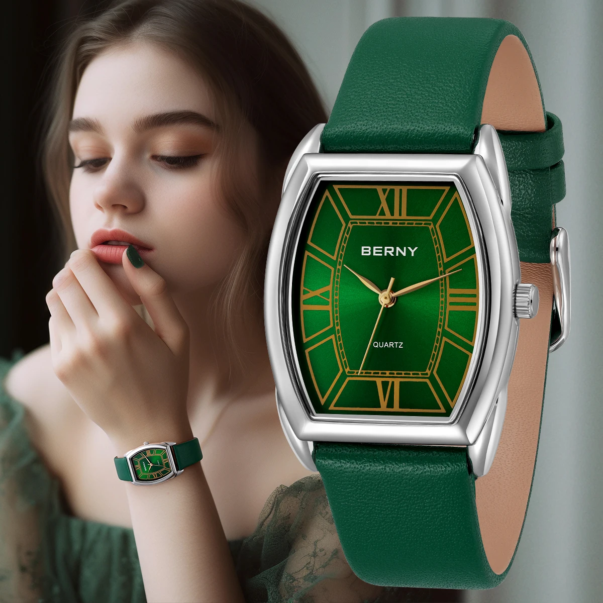Berny Frauen Uhr Mode Leder armband elegante Damen Quarzuhren mehrfarbige wasserdichte Kleid Damen Armbanduhr