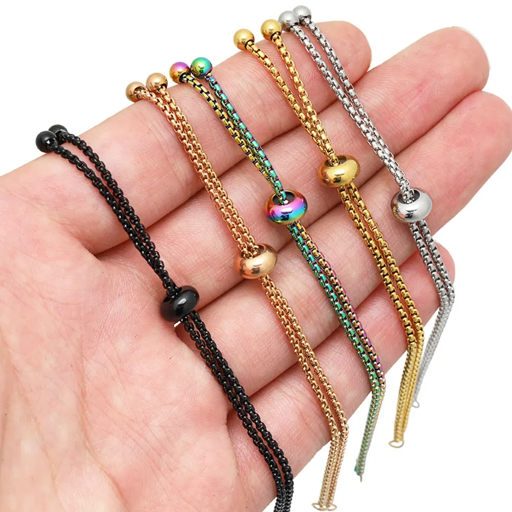 3PcsStainlessSteelAdjustableSliderChainBraceletConnectorsfor