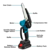 198VF 6 Inch Brushless Chain Saw Mini Handheld Pruning Chainsaw Woodworking Electric Saw Cutting Tools For Makita 18V Battery 5