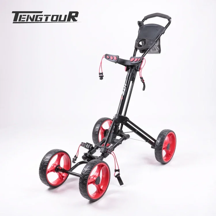 Factory Hot 4 Wheels Foldable Pull Push Golf Cart Golf Trolley