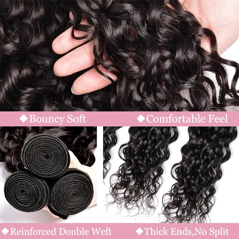 Deep Wave Bundles Human Hair Bundles Remy Hair Deep Curly Weave 3 Extensions Natural Color Extension 14-30 Inches