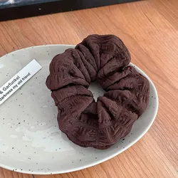Set of Women's Solid Color Elegant Hair Scrunchies - Versatile and Fashionable Hair Accessories (Brown)