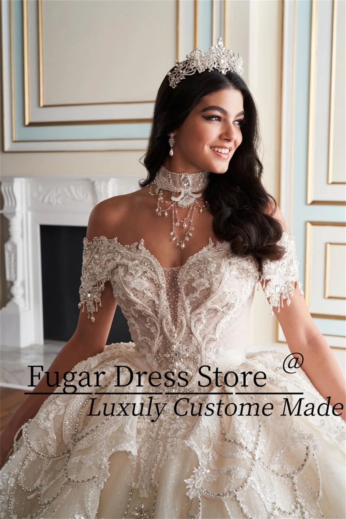 Elegance Quinceanera Dresses intricate bead decorations stone decorations sparkling sequins