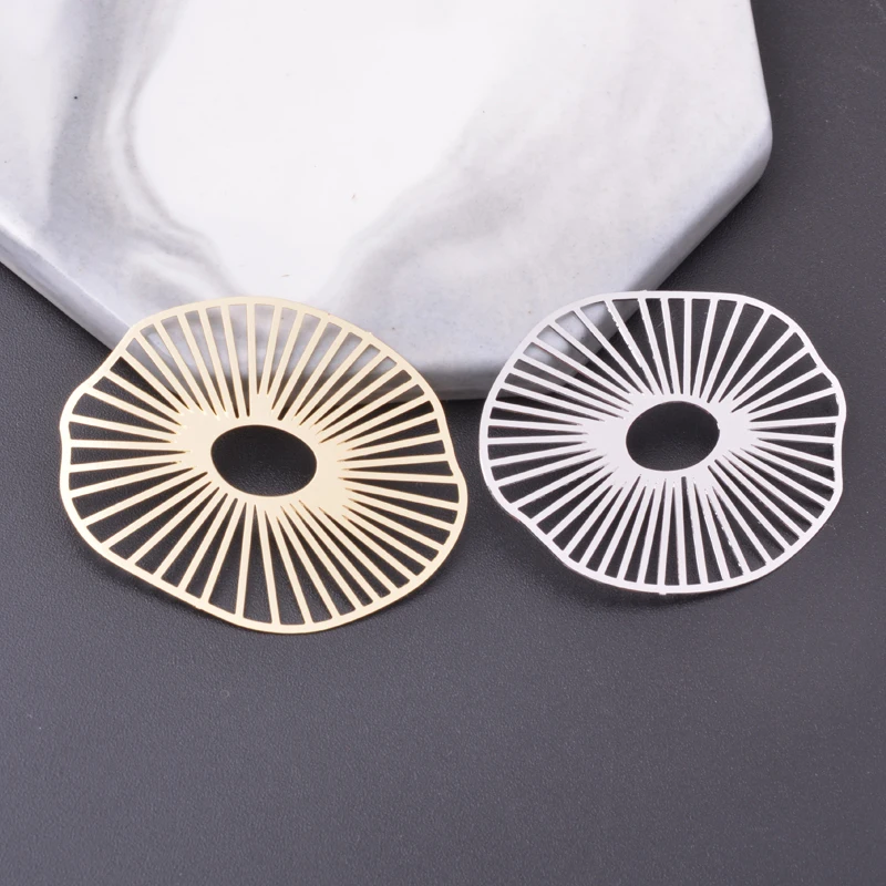 6pcs Lotus leaf Charms Gold Color Rhodium plated Thin Charm Earring Brass Pendant Jewelry DIY Earring 1