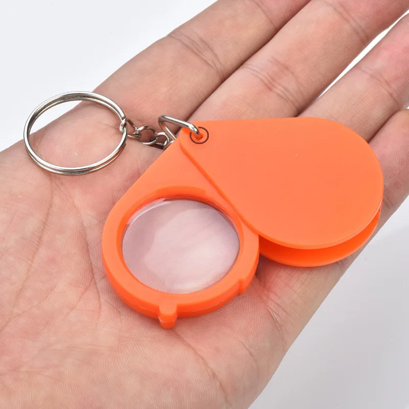 Folding Keychain Magnifying Glass 10x Portable Mini High-definition Key Ring Magnifier Lens Reading Handheld Magnifying Glass