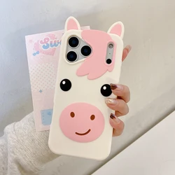 Kawaii 3D Unicorn Horse Phone Case - Cute Cartoon Shockproof Soft Silicone Cover - iPhone 16 (Beige)