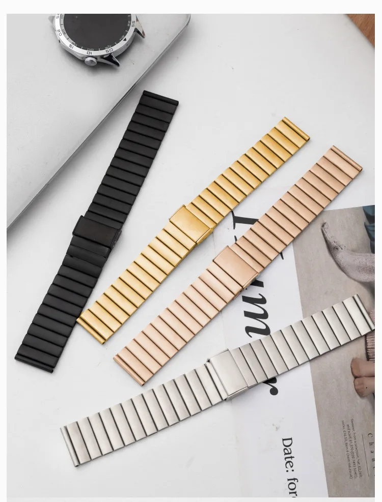 Elegant Stainless Steel Metal Wristwatch Band – Premium Replacement Strap, 20mm/22mm