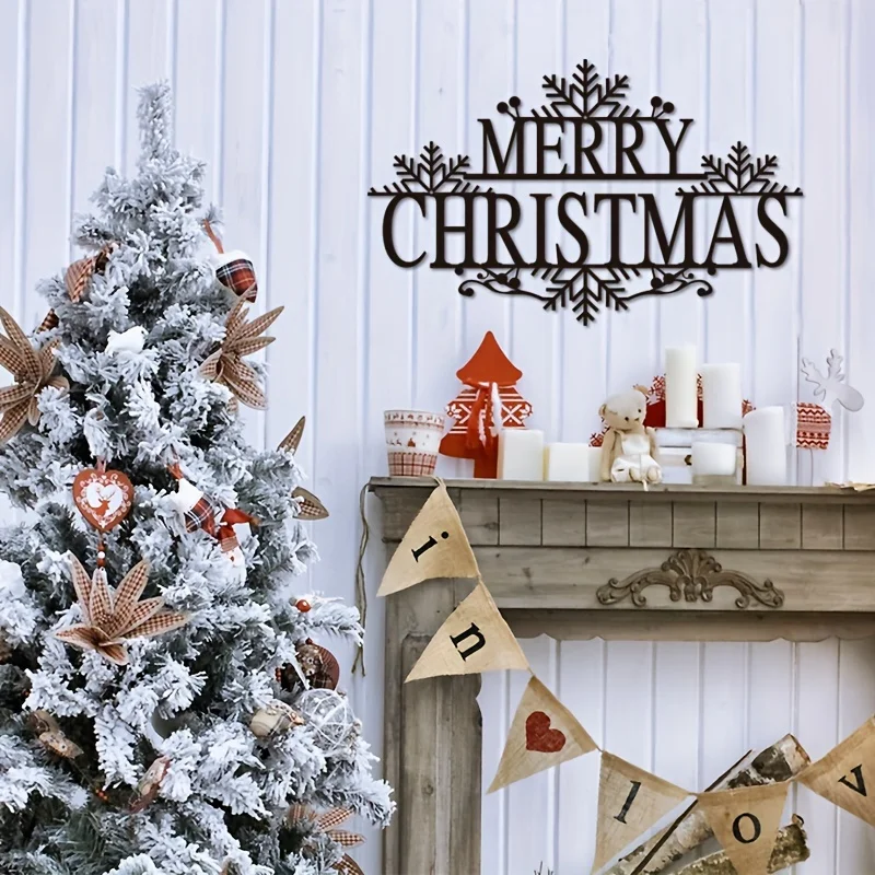 

Художественное украшение с надписью "Merry Christmas", железное художественное украшение, рождественское праздничное металлическое настенное украшение, новогоднее и Новогоднее украшение