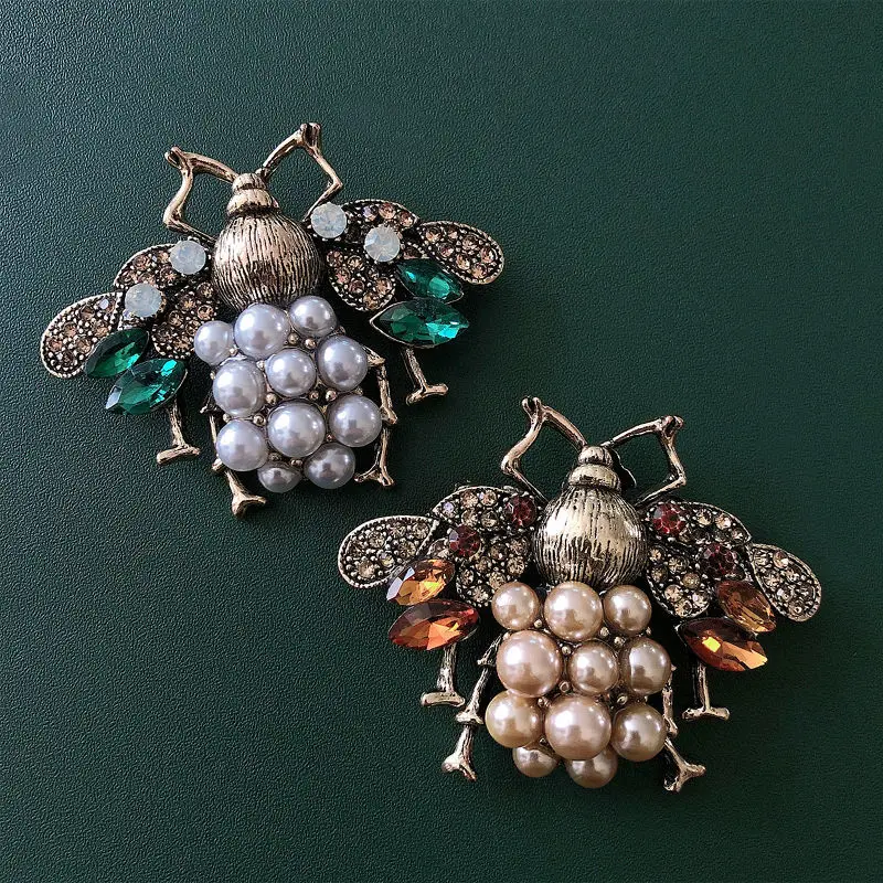 Nycbrandnew Pearl Bee Brooches for Women Vintage Jewelry Fashion Insect Pin High Quality