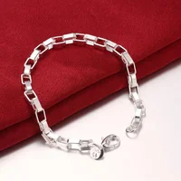 925 argent sterling classique 5MM longue boîte chaîne Bracelets collier ensemble de bijoux pour hommes mode fête accessoires de mariage cadeaux 4