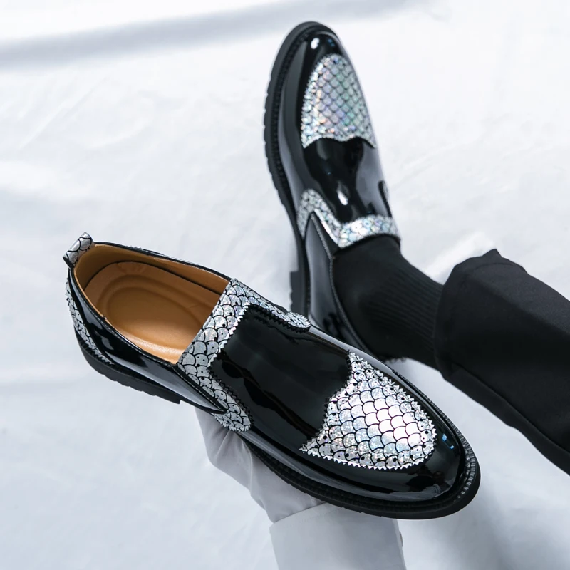 Luxury Brand Golden Leather Shoes Mens Loafers Slip on Casual Shoes Fashion Business Formal Wedding Party Office Leisure Shoes 4