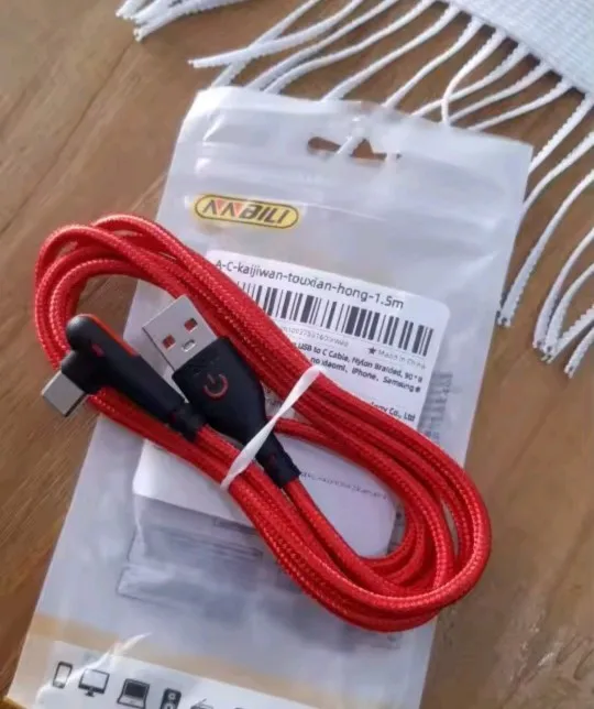 NNBILI 120W Fast Charging USB to C Cable, Nylon Braided, 90 ° Bend Design, Suitable for of Huawei，no xiaomi、iPhone、Samsung ﻿ photo review