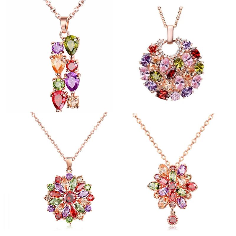 Collana Filo di Pesce Trasparente e Ciondolo in Zircone 2 Pezzi Collana