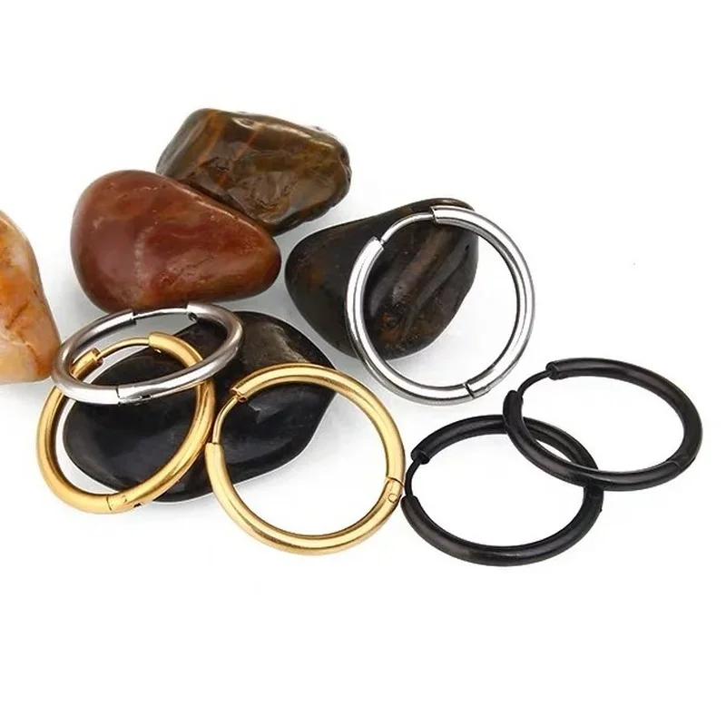 10pcs/set Small Hoop Earrings Stainless Steel Circle Round Huggie Hoop Earrings for Women Men Ear Ring Ear Bone Buckle 6