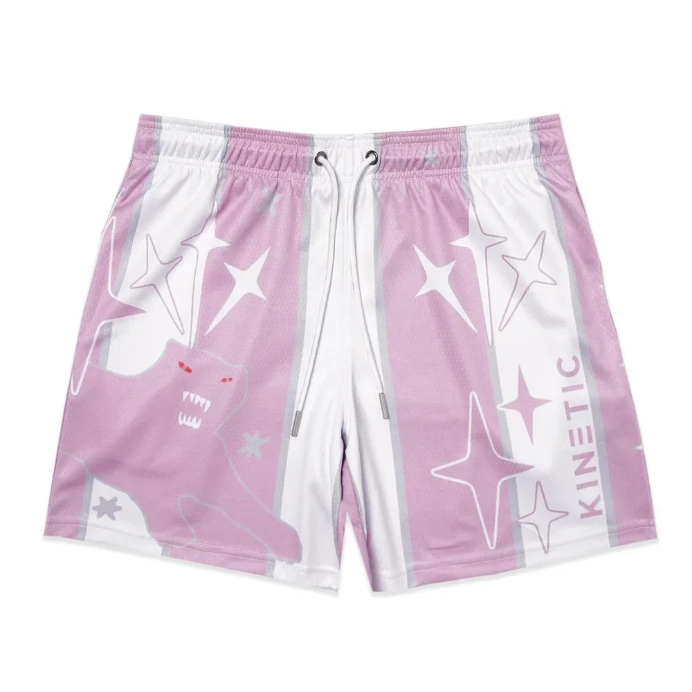 American Style Sporty Mesh Shorts Breathable Sweat Wicking Loose Fitness Beach Basketball Pants Summer Outdoor Activities