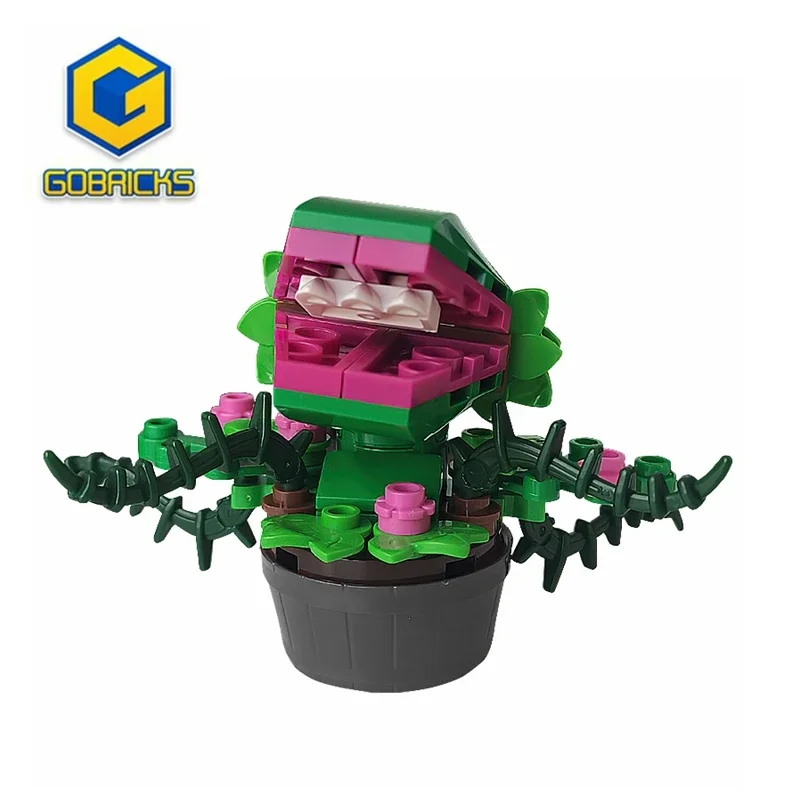 Building Blocks Moc Mini Man Eater Plants Set Pet Caterpillar Chomper Flower Bricks Toys For Children Birthday Halloween Gfits